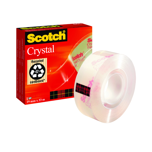 Scotch Crystal Tape Multipurpose 19mmx33m Clear Glossy 600