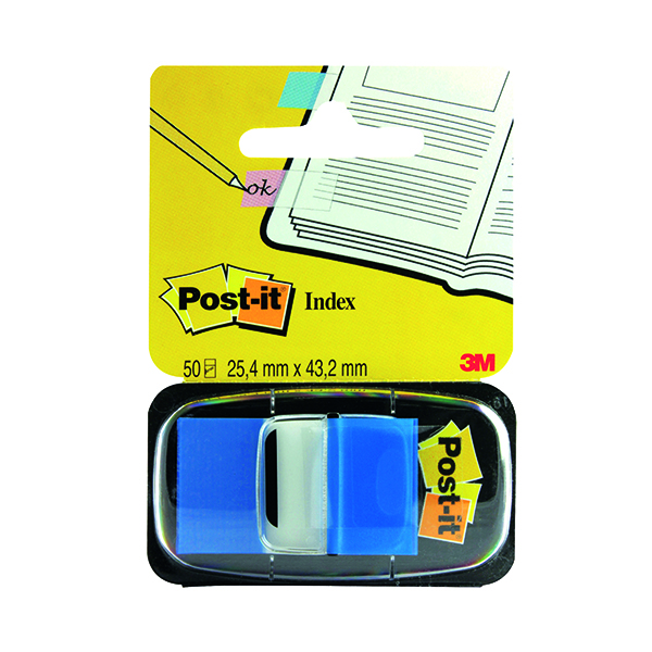 3M Post-it Index Tab 25mm Blue with Dispenser 680-2