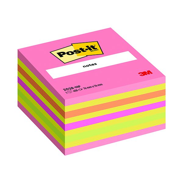 Post-it Note Sticky Notes Cube 76x76mm Neon 350 Sheets 2028NP