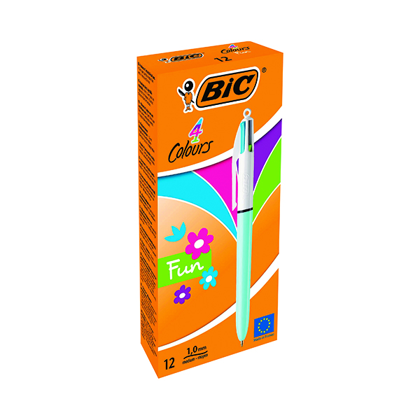 Bic 4 Colours Fun Retractable Ballpoint Pen (12 Pack) 887777