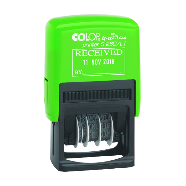 COLOP S260/L1 Green Line Text and Date Stamp RECEIVED 15560150