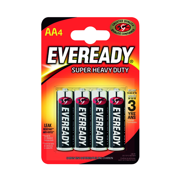 Eveready Super Heavy Duty AA Batteries (4 Pack) R6B4UP