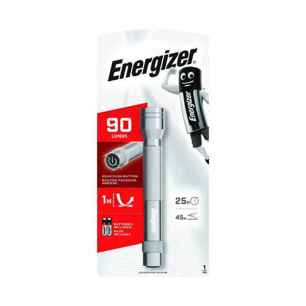 Energizer Metal Pocket Size LED Torch 25 Hour Run Time 2AA Silver 634041