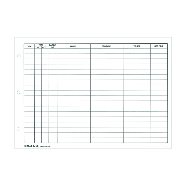 Exacompta Guildhall Loose-Leaf Visitors Book Refill (50 Pack) T40/R