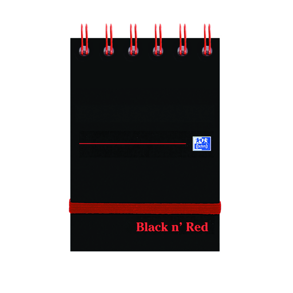 Black n' Red Wirebound Ruled Elasticated Notepad 140 Pages A7 (Pack of 5) 400050435