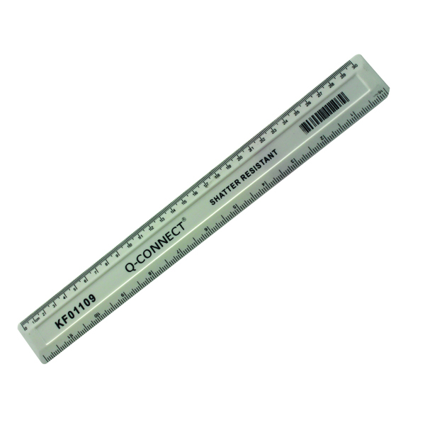Q-Connect Ruler Shatterproof 300mm White (Inches on one side and cm/mm on the other) KF01109
