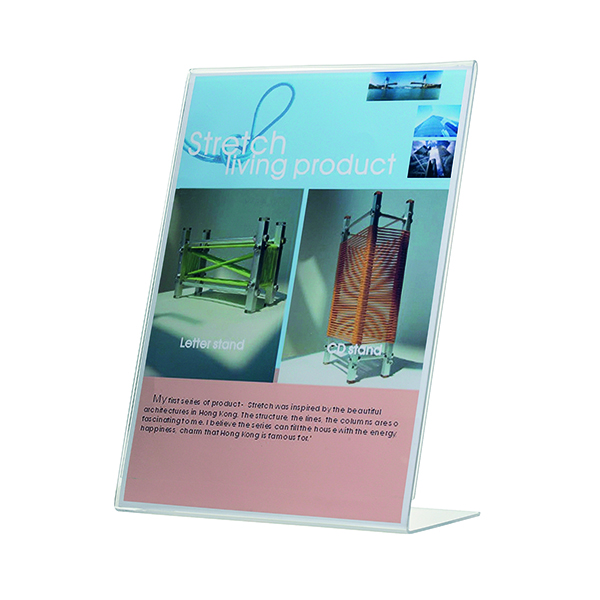 Q-Connect Slanted Sign Holder L-Shape A5 (Side loading made from sturdy plastic) KF04178
