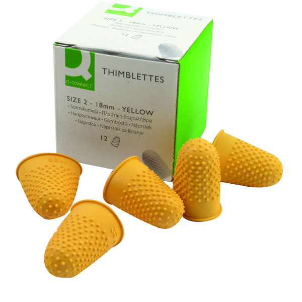 Q-Connect Thimblettes Size 2 Yellow (Pack of 12) KF21510