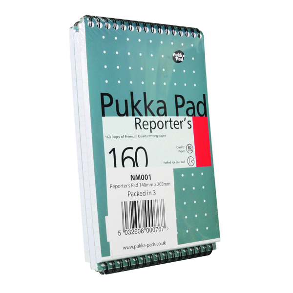 Pukka Pad Wirebound Metallic Reporter's Shorthand Notepad 160 Pages 205x140mm (Pack of 3) NM001
