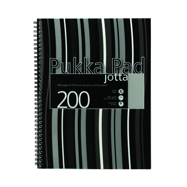 Pukka Pad Stripes Polypropylene Wirebound Jotta Notebook 200 Pages A5 Black (3 Pack) JP018