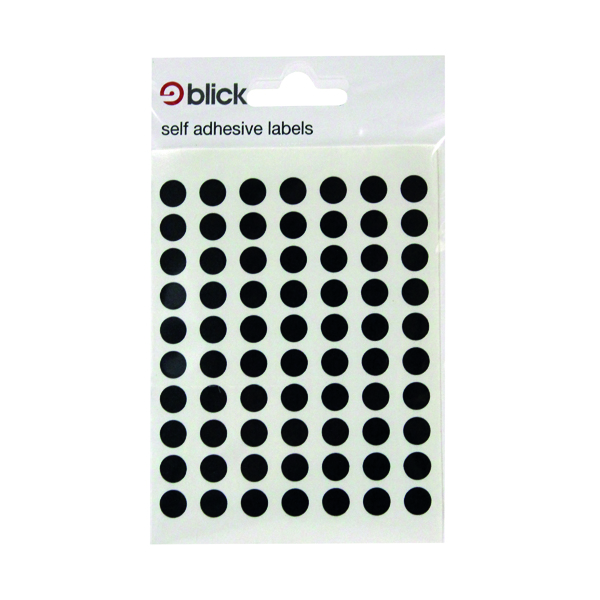 Blick Coloured Labels in Bags Round 8mm Dia 490 Per Bag Black (Pack of 9800) RS001751