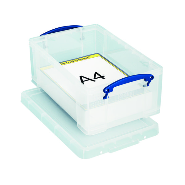 Really Useful 9L Storage Box With Lid and Clip Lock Handles Clear 9C