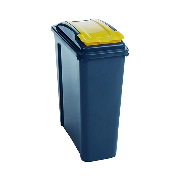 VFM Recycling Bin With Lid 25 Litre Yellow 384283