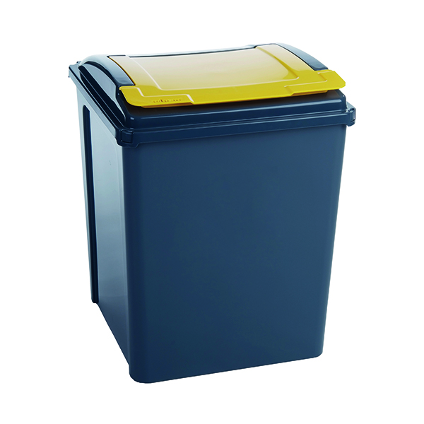 VFM Recycling Bin with Lid 50 Litre Yellow (Dimensions: 390x400x510mm) 384287