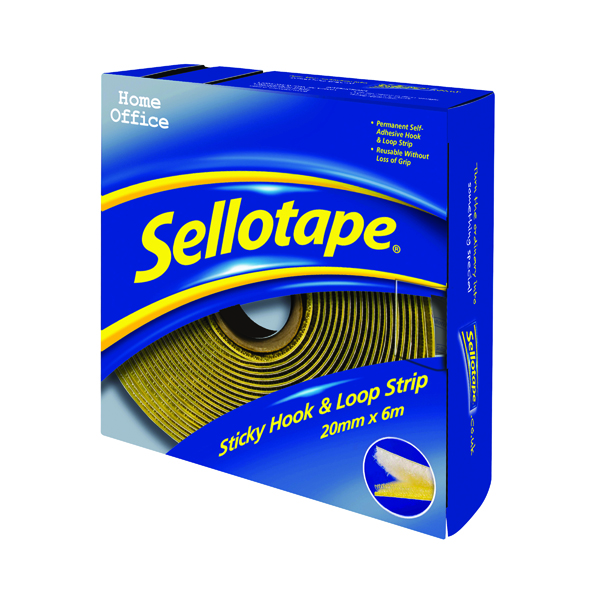 Sellotape Sticky Hook and Loop Strip 20mmx6m 1445180