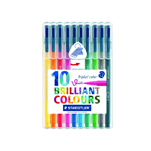 Staedtler Tri+ Color Fibre Tip Pen Assorted (Pack of 10) 323SB10