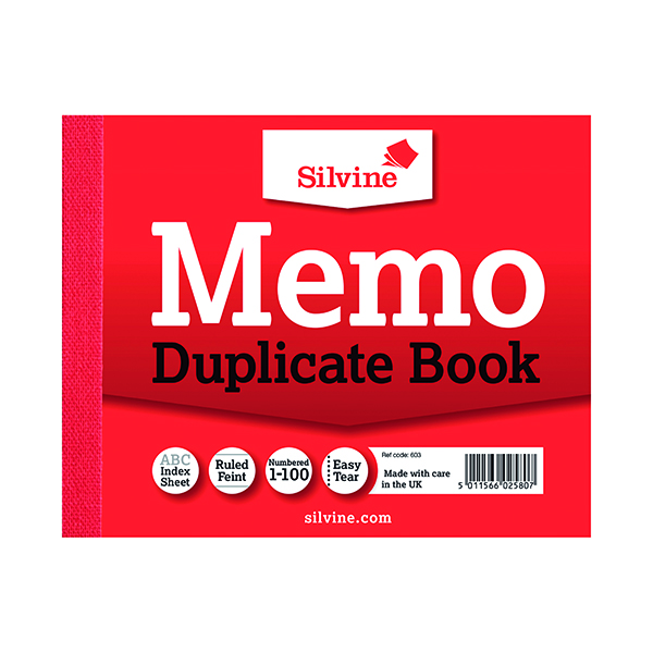 Silvine Duplicate Memo Book 102x127mm (12 Pack) 603