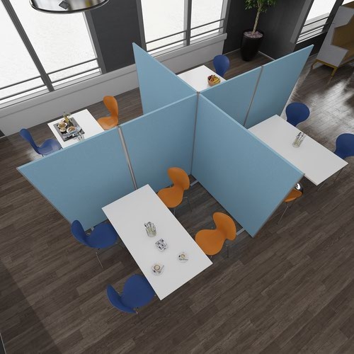 Floor standing fabric screen 1500mm high x 1200mm wide - blue