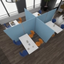 Floor standing fabric screen 1800mm high x 1600mm wide - blue