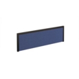 Straight fabric desktop screen 1200mm x 380mm - blue fabric with black aluminium frame