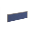 Straight fabric desktop screen 1200mm x 380mm - blue fabric with silver aluminium frame