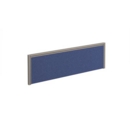 Straight fabric desktop screen 1200mm x 380mm - blue fabric with silver aluminium frame