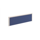 Straight fabric desktop screen 1200mm x 380mm - blue fabric with white aluminium frame