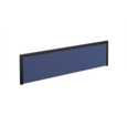 Straight fabric desktop screen 1400mm x 380mm - blue fabric with black aluminium frame
