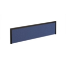 Straight fabric desktop screen 1400mm x 380mm - blue fabric with black aluminium frame