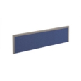 Straight fabric desktop screen 1400mm x 380mm - blue fabric with silver aluminium frame