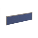 Straight fabric desktop screen 1400mm x 380mm - blue fabric with silver aluminium frame