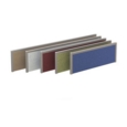 Straight fabric desktop screen 1600mm x 380mm - blue fabric with black aluminium frame