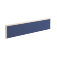 Straight fabric desktop screen 1600mm x 380mm - blue fabric with white aluminium frame