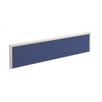 Straight fabric desktop screen 1600mm x 380mm - blue fabric with white aluminium frame