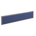 Straight fabric desktop screen 1800mm x 380mm - blue fabric with silver aluminium frame