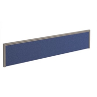Straight fabric desktop screen 1800mm x 380mm - blue fabric with silver aluminium frame