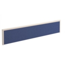 Straight fabric desktop screen 1800mm x 380mm - blue fabric with white aluminium frame