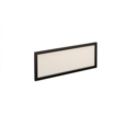 Straight glazed desktop screen 1000mm x 380mm - polar white with black aluminium frame