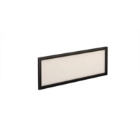Straight glazed desktop screen 1000mm x 380mm - polar white with black aluminium frame