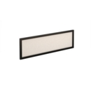 Straight glazed desktop screen 1200mm x 380mm - polar white with black aluminium frame