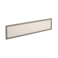 Straight glazed desktop screen 1600mm x 380mm - polar white with silver aluminium frame