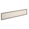 Straight glazed desktop screen 1800mm x 380mm - polar white with silver aluminium frame