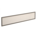 Straight glazed desktop screen 1800mm x 380mm - polar white with silver aluminium frame
