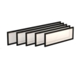 Straight glazed desktop screen 1800mm x 380mm - polar white with silver aluminium frame