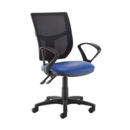 Altino 2 lever high mesh back operators chair with fixed arms - Ocean Blue vinyl