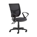 Altino 2 lever high mesh back operators chair with fixed arms - Blizzard Grey