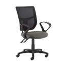 Altino 2 lever high mesh back operators chair with fixed arms - Slip Grey