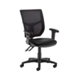 Altino 2 lever high mesh back operators chair with adjustable arms - Nero Black vinyl