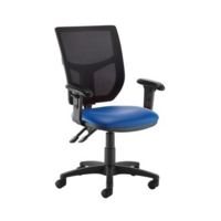 Altino 2 lever high mesh back operators chair with adjustable arms - Ocean Blue vinyl