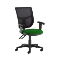 Altino 2 lever high mesh back operators chair with adjustable arms - Lombok Green
